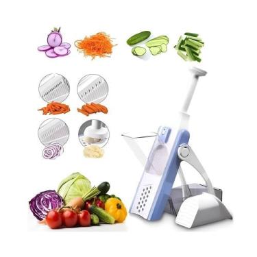 Imagem de Mandolim fatiador picador manual 8 em 1 processador cortador de frutas