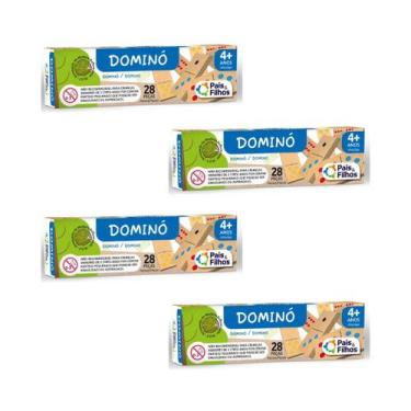 Imagem de Domino Madeira Kit com 4 - Jogos Pedagogicos Jogos Infantil - PAIS E F