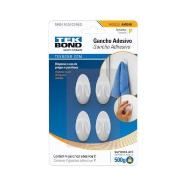 Imagem de Gancho Adesivo Plástico Âmbar Branco P - Tekbond
