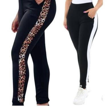 Imagem de Kit 2 Calça Feminina Jogger com Listra na Lateral em Crepe - Momentos 