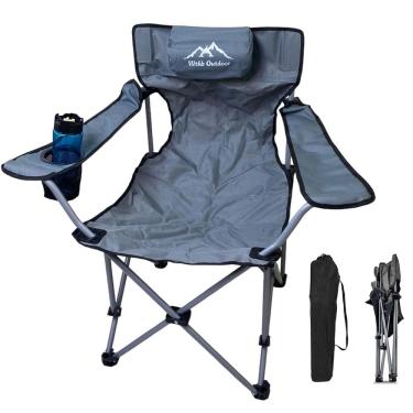 Imagem de Cadeira de Camping Retratil Dobravel Apoio Braço Porta Copo Passeio Viagem Lazer Bolsa de Transporte Praia Sol Piscina Verao Jardim Quintal