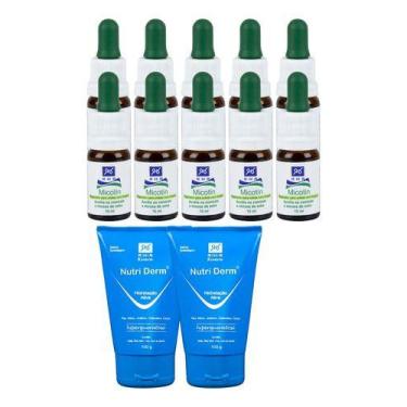 Imagem de Kit 10 Micotin 10ml Antifúngico + 2 Creme Nutri Derm 100gr - RHR Cosmé