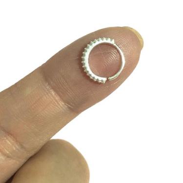 Imagem de Piercing Argola Cravejada 9mm Prata 925 Hélix Narix - For Gift Store
