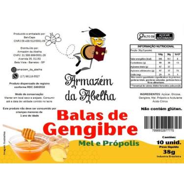 Imagem de Bala de Gengibre com Mel e Própolis - 10 unidades - Armazém da Abelha