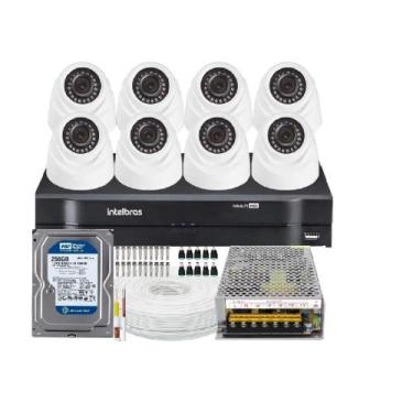 Imagem de Kit Cftv 8 Câmeras Segurança Dome Ir Dvr Mhdx 1108 Intelbras C/Hd 250g