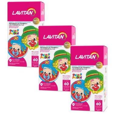 Imagem de KIT 3 Lavitan Infantil Patati Patatá Sabor Tutti Frutti com 3X60 Compr
