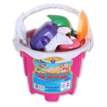 Imagem de Kit Baldinho de Praia Balde de Areia Infantil com 7 Peças Castelinho R