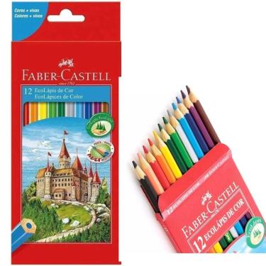 Imagem de Kit 10 Lápis De Cor 12 Cores Faber Castell Ecolápis Sextavado Volta As Aulas