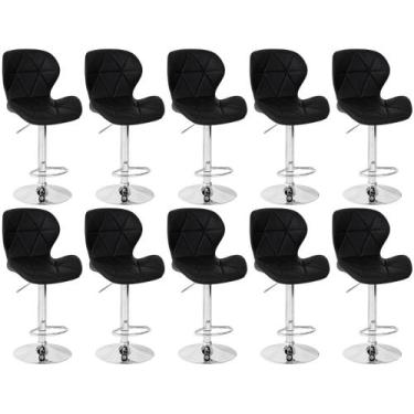 Imagem de Kit 10 Banquetas Slim Estofada Giratória com Regulagem de Altura - Pre