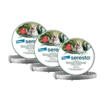 Imagem de Kit 3 Unidades Coleira Seresto Antipulgas Até 8Kg - Elanco