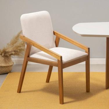 Imagem de Kit 2 Cadeiras Sala de Jantar Pequi com Braço Cabecasa Madeiramadeira Castanho/Bege