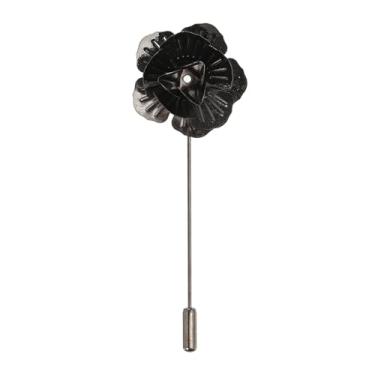 Imagem de PATIKIL Broche de lapela para homens, broche de lapela de metal formal para homens, broche de lapela floral, broche de flor rosa para casamento, banquete, evento, terno, prata profunda, 2.8 cm /