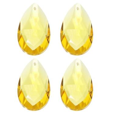 Imagem de PATIKIL Pingentes de cristal K9, contas de gota, pacote com 4 peças de prismas de lustre de 50 mm, contas penduradas, lâmpada DIY para decoração de artesanato, tom dourado