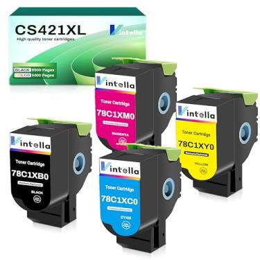 Imagem de Vintella Cartuchos de toner CS421 de alto rendimento (BK 8500 páginas, C/M/Y 5000 páginas) 78C1XK0 78C1XC0 78C1XM0 78C1XY0 Substituição para Lexmark CS421 CX421 CS521 CX522 CX622 CX625 CS421 dn