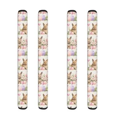 Imagem de NETILGEN Conjunto de 4 capas de maçaneta de porta de geladeira, tapete de decoração de eletrodomésticos antiderrapantes para geladeira lava-louças micro-ondas cozinha casa decoração de Páscoa, ovo de