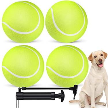 Imagem de Hanaive 4 bolas de tênis grandes para cães de 20 cm, bolas de tênis infláveis, grandes, bolas de brinquedo para cachorros, bolas gigantes para brincar, suprimentos divertidos para animais de