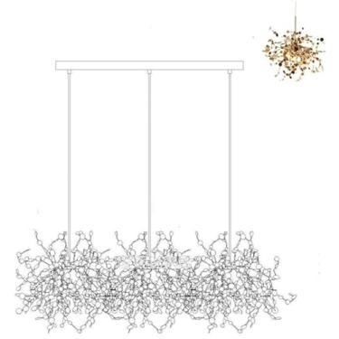 Imagem de Luminária lustre, lustre moderno led luzes pendentes criativas de aço inoxidável luz suspensa de teto compatível com lâmpada de sala de estar luminárias de café restaurante, branco quente, t