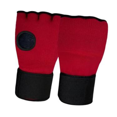 Imagem de kowaku Gel boxe mão envolve luvas internas tiras de pulso rápido macio meio dedo luvas para exercício mma muay thai sparring kickboxing, Vermelho Escuro