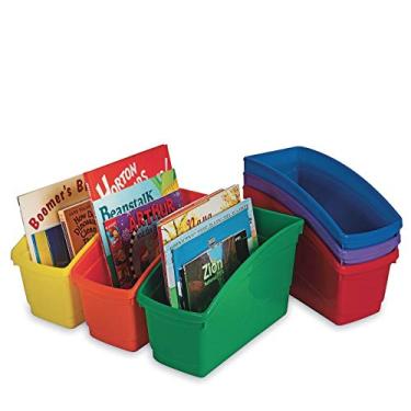 Imagem de S&S Worldwide Durable Book, Magazine, File Folder, and Binder Holders. Ideal Bin for Narrow or Vertical Storage Needs. Instantly Color Code Home or Classroom, Assorted Primary Colors. Set of 6.