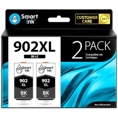 Imagem de Smart Ink Cartucho de tinta de substituição compatível para HP 902XL 902 XL (2 pretas, pacote combinado) para usar com OfficeJet Pro 6978 6968 6970 6975 6960 Officejet 6962 6958 6950 6954 6951 6956 6961 61 63 6964 6966