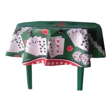 Imagem de Genérico, Toalha De Mesa Redonda Térmica 1,40 Diametro Pôker Baralho Nome do desenho:Cassino poker baralho;Cor:Verde