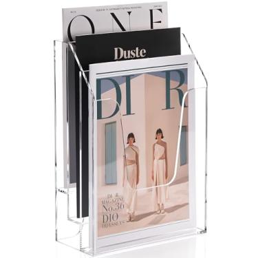 Imagem de Organizador de pasta de arquivos de acrílico, armazenamento vertical de arquivos, organizador de mesa transparente, 3 bolsos