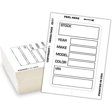 Imagem de Versa-Tags Novos adesivos de estoque de revendedor automotivo Kleer-bak melhorados (100 adesivos, branco)