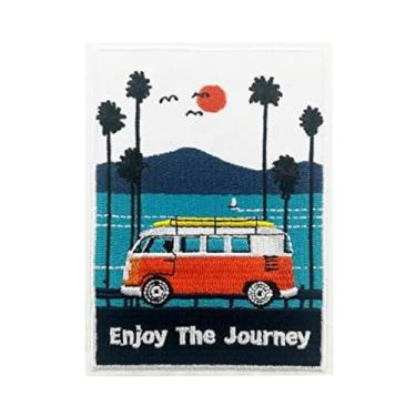 Imagem de Enjoy The Journey Classic Van with Surfboard Embroidered Iron On Sew On Patch