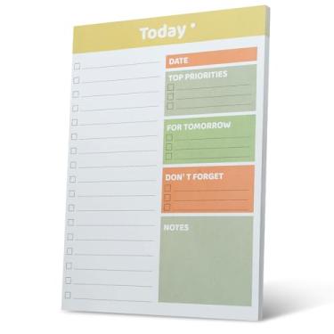 Imagem de Agenda diária A4 Bloco de tarefas sem data para fazer 50 folhas com lista de verificação Prios Planejador de trabalho tarefas diárias e definição de objetivos para escritório, casa e escola