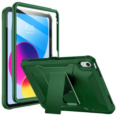 Imagem de Capa Soke para iPad (A16) 11ª geração, 11 polegadas, 2025, iPad 10ª geração, 10,9 polegadas, 2022, com protetor de tela integrado e suporte, capa protetora robusta para todo o corpo - Verde Alpino