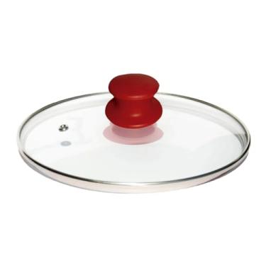 Imagem de Escolha sua Tampa De Vidro Temperado Para Panela E Frigideiras Com Pomel Puxador de Baquelite Vermelho (36cm)