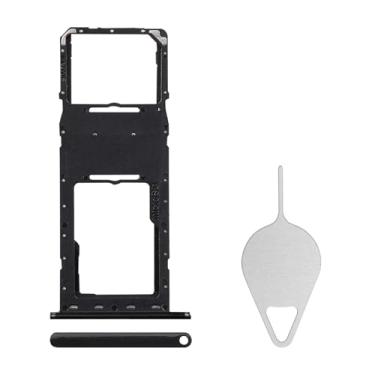 Imagem de BESJMYT Substituição da bandeja do cartão SIM para Samsung Galaxy A04e (versão SIM único) Adaptador de suporte de slot de bandeja de cartão preto com ejetor de agulha para A04e SM-A042F