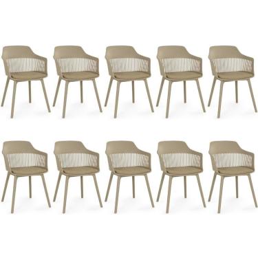 Imagem de Kit 10 Cadeiras De Jantar Estofada Marcela - Nude Escuro