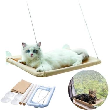 Imagem de CAMINHA PET suspensa DE JANELA VARANDA SACADA PARA GATOS CAMA com ventosas silicone rede tecido sacada cat DIVERTIDO E CONFOTAVEL lavavel QUALIDADE PREMIUM 55/32CM