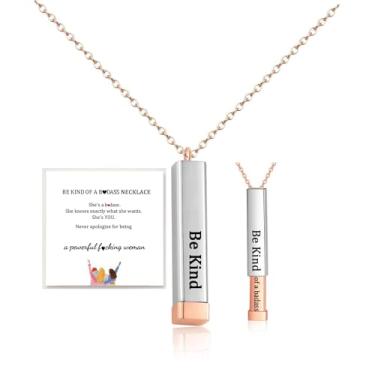 Imagem de DivaGlamz Be Kind Of A B Colares para mulheres, To Best Friends Sorority Sisters Pingente de tubos quadrados inspiradores com mensagem oculta, pulseira de aço inoxidável, joia de presente de amizade,