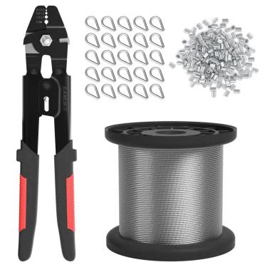 Imagem de Kit de crimpagem de cabo de aço Sanuke 165 pés 1,5 mm em aço inoxidável 304
