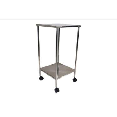 Imagem de Mesa Auxiliar 40x40x80cm em Aço Inox C/ Rodízios  - Portal Hospitalar