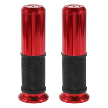 Imagem de Motoforti 7/20.3 cm 22 mm 15/40.6 cm 24 mm Capa universal para guidão de motocicleta de liga de alumínio de borracha para motocicleta, scooter, bicicleta, quadriciclo, preto, vermelho, 1 par