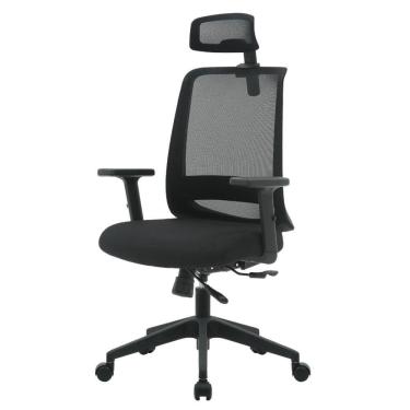 Imagem de Cadeira Escritório NR-17 Columbus Presidente c/ Braços Fratini Encosto Tela Mesh Preta BaseRodízio