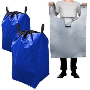 Imagem de Bolsas de mudança resistentes extragrande, bolsas grandes para mudança de faculdade, 160 litros com alças, embalagem de armazenamento à prova d'água para dormitório doméstico, conjunto de 2