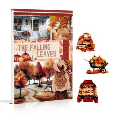 Imagem de Dwpetzo Aconchegante livro de adesivos de diário de outono, 20 folhas de PE-Cut PET, fita Washi e adesivos de papel de artesanato para suprimentos de jornal lixo, adesivos estéticos de outono para