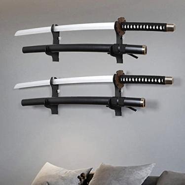 Imagem de BYTOTU Suporte Para Facas De Samurai - Suporte De Parede - 2 Conjuntos De Plexiglass Preto - Bom Para Exibir Sabres De Luz - Facas - Espadas De Samurai - Sabres - Espadas Chinesas - Cajado (Espada N