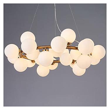 Imagem de Lustres Pingente Moderno Bola de Vidro Branco LED Lustre Sala de Estar Sala de Jantar Cozinha Decoração Iluminação Doméstica (Cor: Branco Frio)