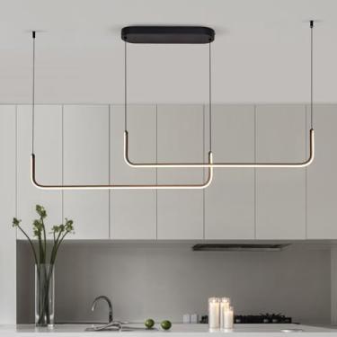 Imagem de WillWant Lustres Lineares Modernos, Luminária Preta Para Sala De Jantar, Luminária Pendente Linear Led Para Sala De Jantar, Ilha De Cozinha, Sala De Estar, Escritório, Quarto, 3000K, Escurecimento,