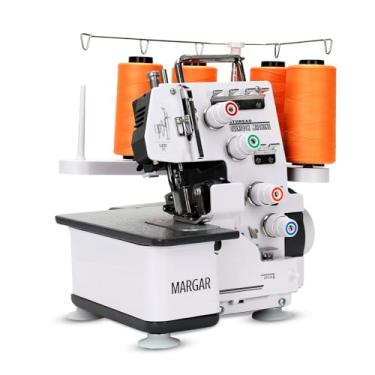 Imagem de Máquina de costura industrial Serger, máquina overlock de armação de metal resistente com capacidade de 3-4 pontos, máquina de costura overlocker com luz LED, 12 padrões de pontos, 1.250 pontos por