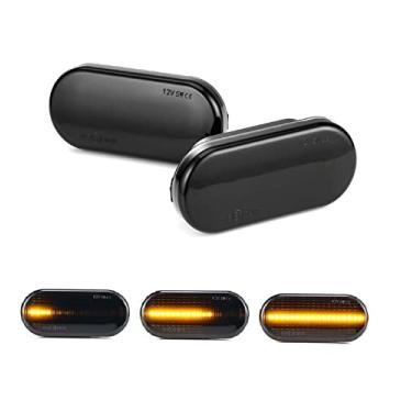 Imagem de Marcador lateral dinâmico de LED para para-lama frontal, luz de seta, pisca-pisca sequencial, lâmpada âmbar compatível com Volkswagen MK4 Golf Jetta Bora, B5 B5.5 Passat, MK4 GTI R32 (lente fumada)