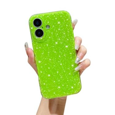 Imagem de FABSPARK Capa para iPhone 16e, super fofa, vibrante, néon, brilhante, brilhante, brilhante, feminina, proteção à prova de choque para iPhone 16e 6,1 polegadas, verde brilhante