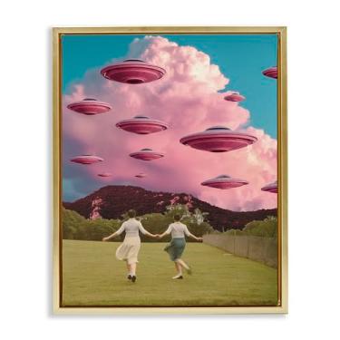 Imagem de Stupell Industries Arte de parede em tela emoldurada Pick Me Alien Invasion Gold Floater por Mary Urban, 43 x 53 cm