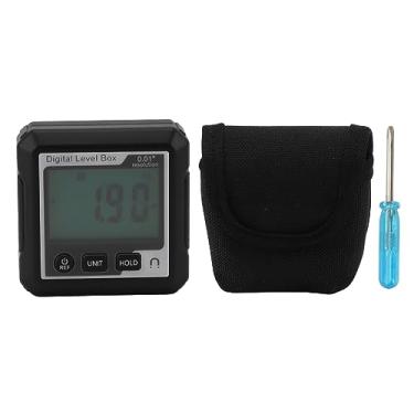 Imagem de Caixa de nível digital GRCFUMO, medidor localizador de ângulo transferidor, medidor de ângulo de nível magnético, inclinômetro de nível digital para chanfro de alvenaria de (Black and White)