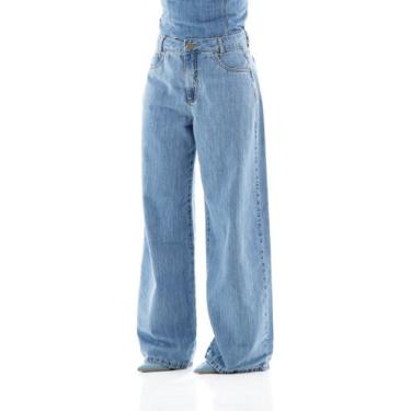 Imagem de Pantalona Jeans Feminina Arauto Premium Denim - ARAUTO JEANS, Azul cla